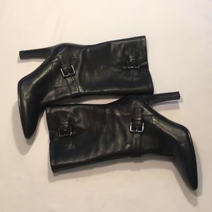 VIA SPIGA Sz 6.5 Black Genuine Leather High Heel Boots
